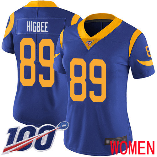 Los Angeles Rams Limited Royal Blue Women Tyler Higbee Alternate Jersey NFL Football #89 100th Season Vapor Untouchable->women nfl jersey->Women Jersey